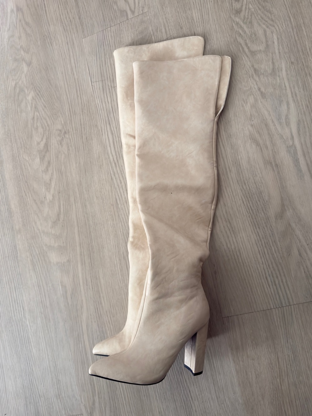 Women's Over-the-Knee Heel Boots in Beige